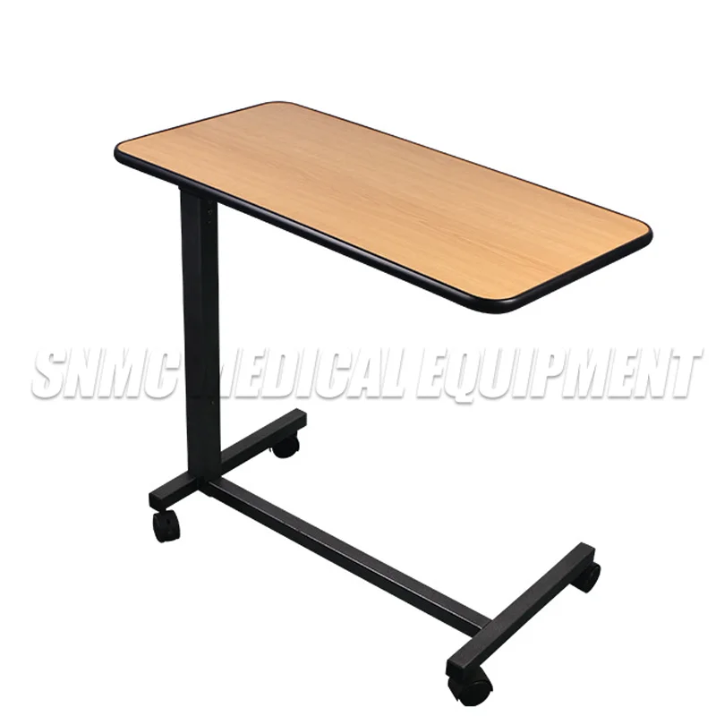 طاولة طعام مستشفى عالية المستوى قابلة للتعديل، طاولة سرير متحركة عالية السعة مع عجلات للاستخدام بجانب السرير للمريض