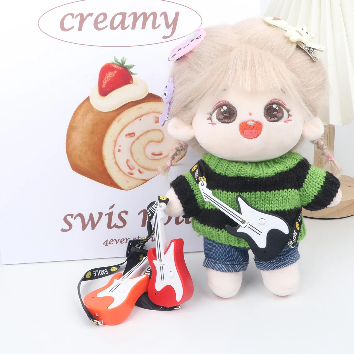 Strumenti musicali per bambole Modello di scena regalo Chitarra elettrica in miniatura multicolore Puntelli per foto Accessori Mini modello di chitarra