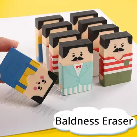 Cute Funny Bald Man Eraser Students Pencil Rubber Without Leaving Marks Student Art Painting Pencil Correction Tool