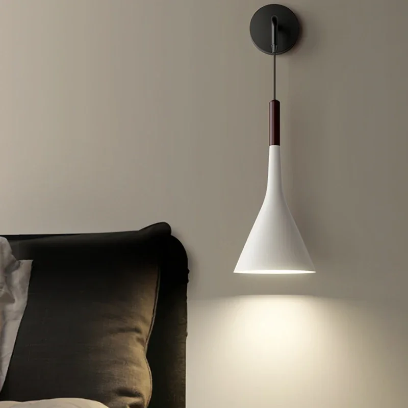 Nordic Modern Iron Aluminum Wall Lamps Simple Bedroom Bedside Lamp Living Room Background Wall Light Staircase Aisle Corridor