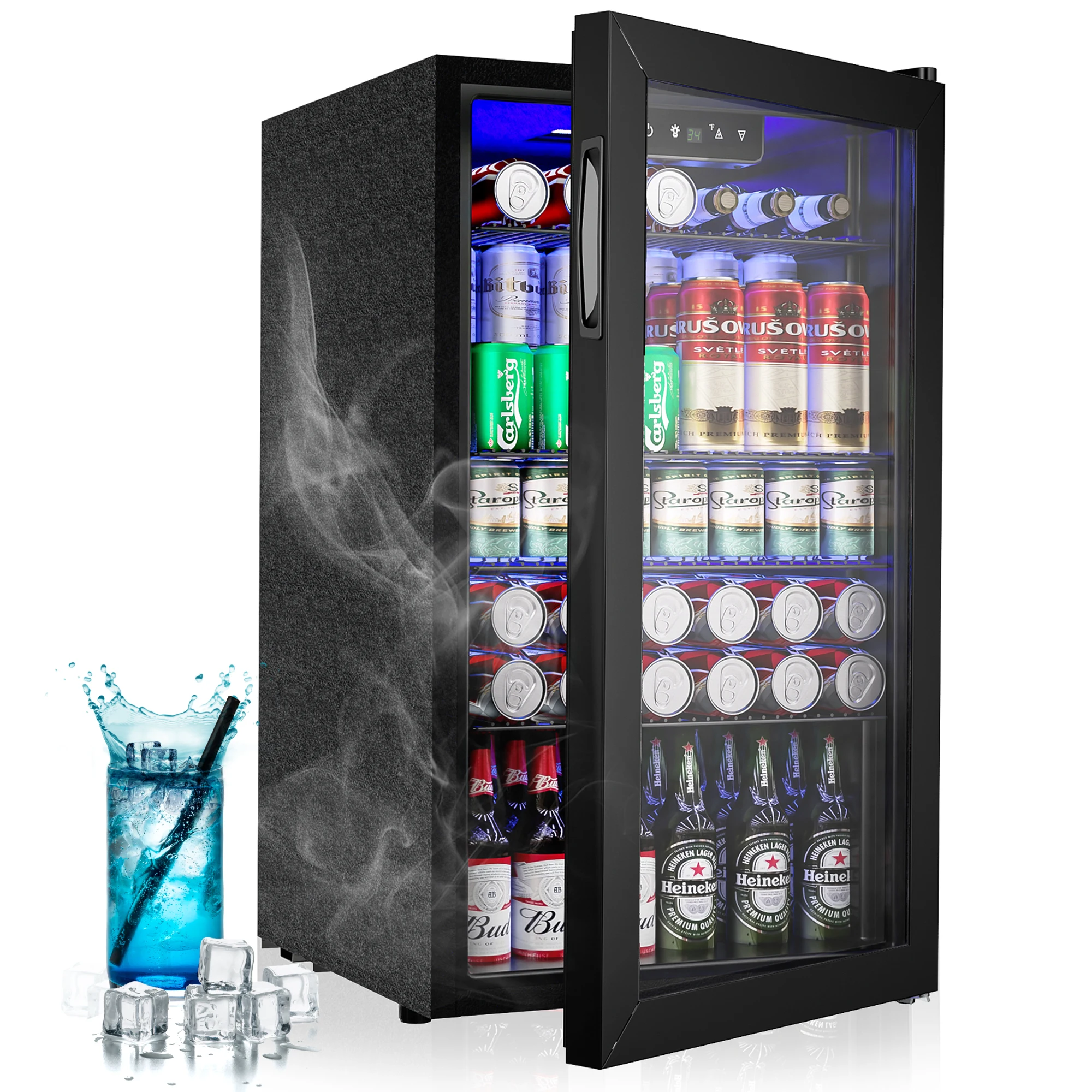 Beverage Refrigerator/Cooler,126-Can Mini Fridge,3.1Cu.Ft Capacity,LED Temperature Control,Flip-Up Door,Suitable for Home/Office