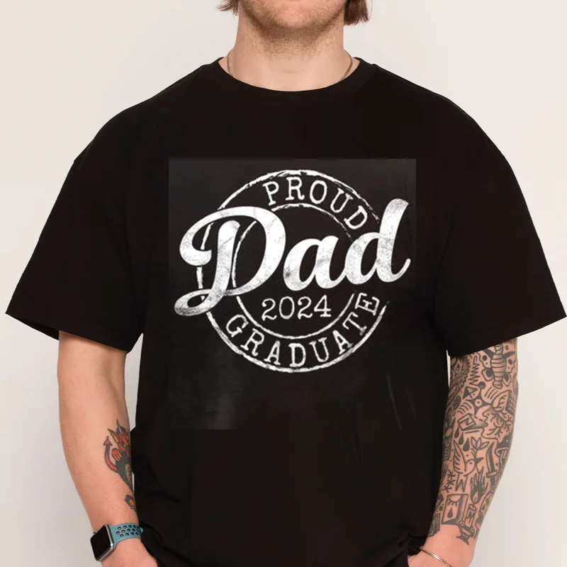 

Proud Dad Of 2024 Graduate Father Senior 24 Graduation Men's T-shirt Cotton T Shirt Casual Tshirt