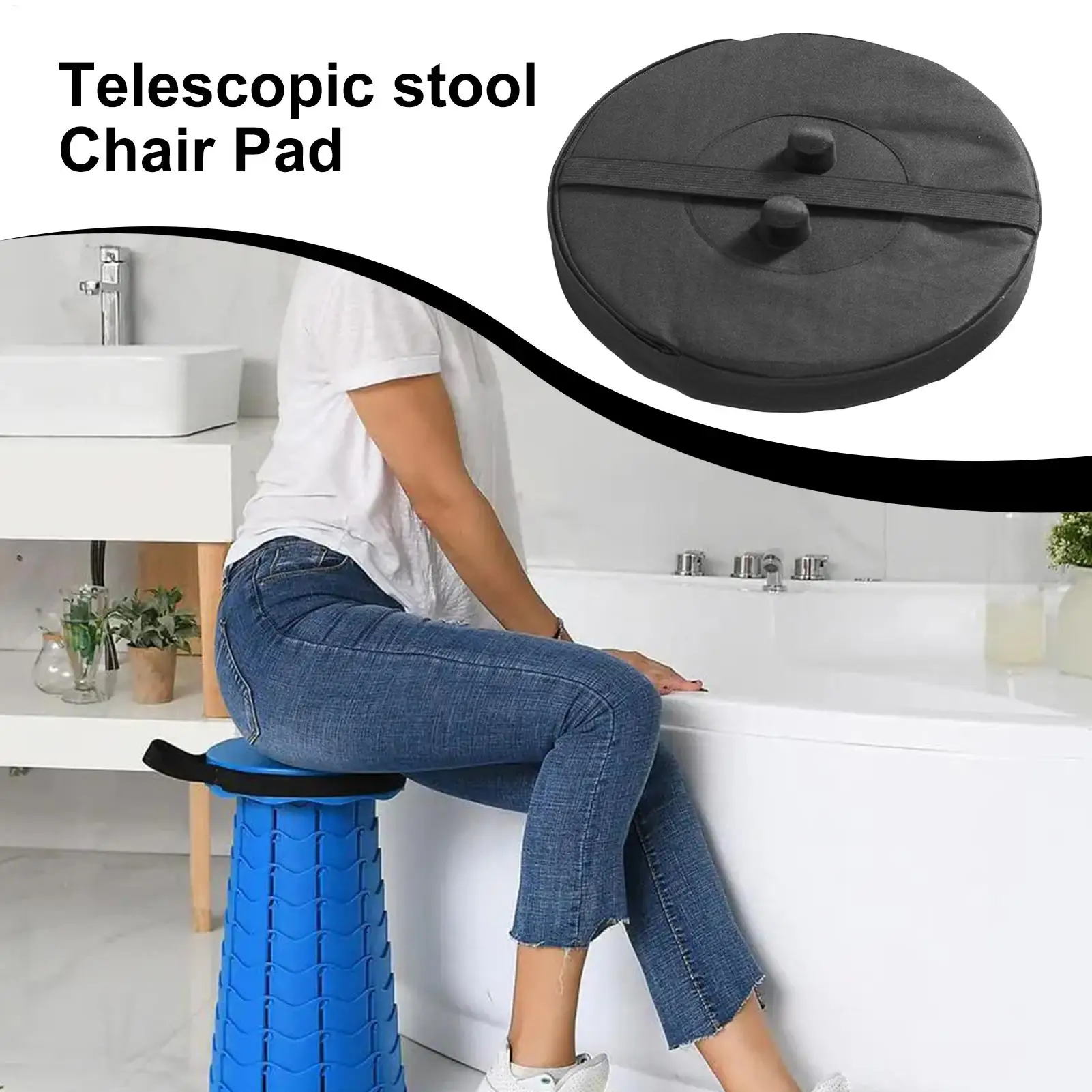 Telescopic Stool Cushion, Round Thickened Folding Seat Cushion comfortable with Memory Foam Non-slip for Camping Stool 2 Pack
