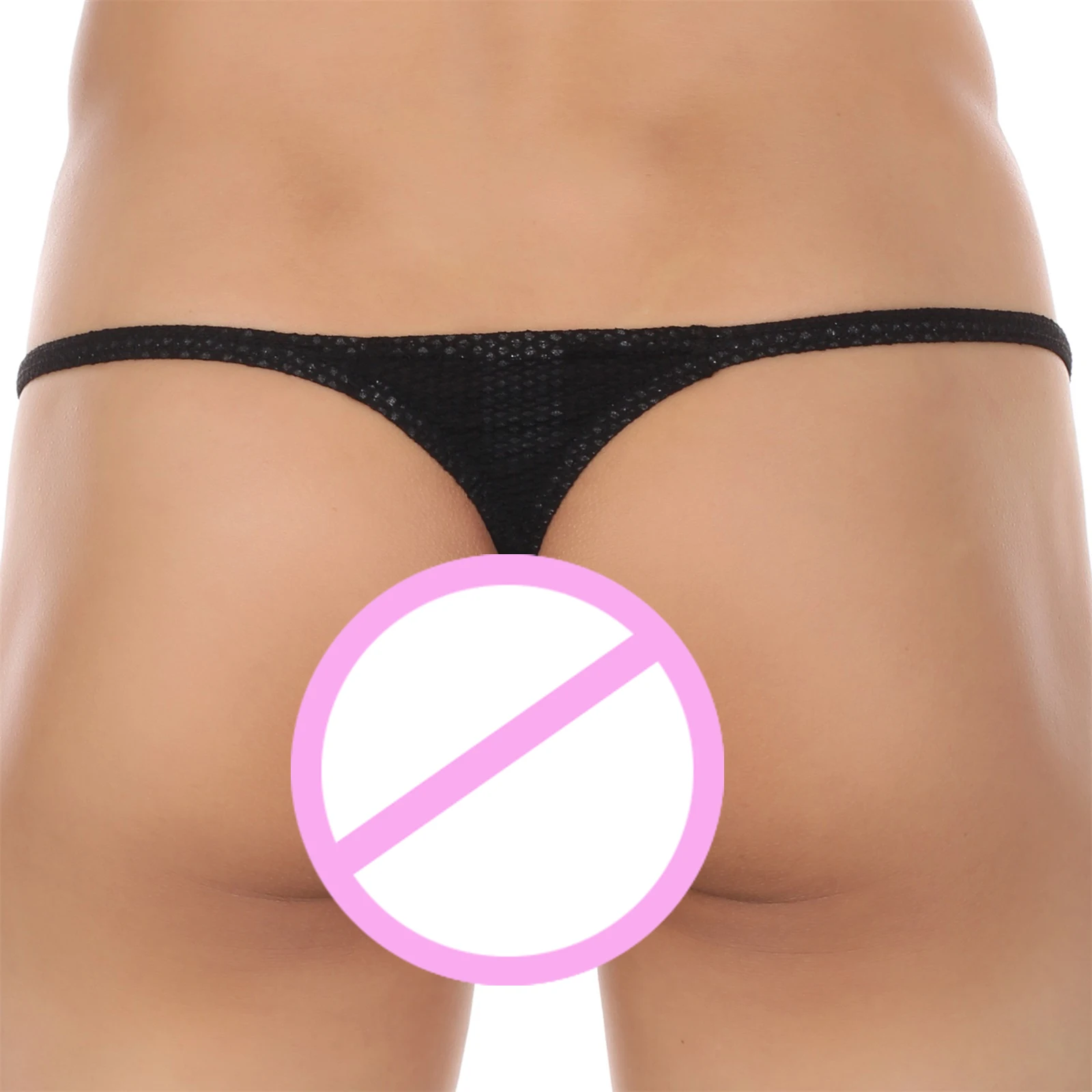 Men's Sexy Low Rise Mesh Open Back Sheer Thong Pants Transparent Hip Penis Bag Bag Underwear Breathable T Back G String Panties image 4