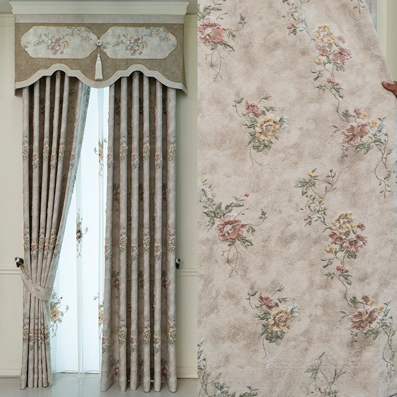 Three-dimensional Relief High-precision Jacquard Luxury Light European Style Curtains for Living Dining Room Bedroom Decor