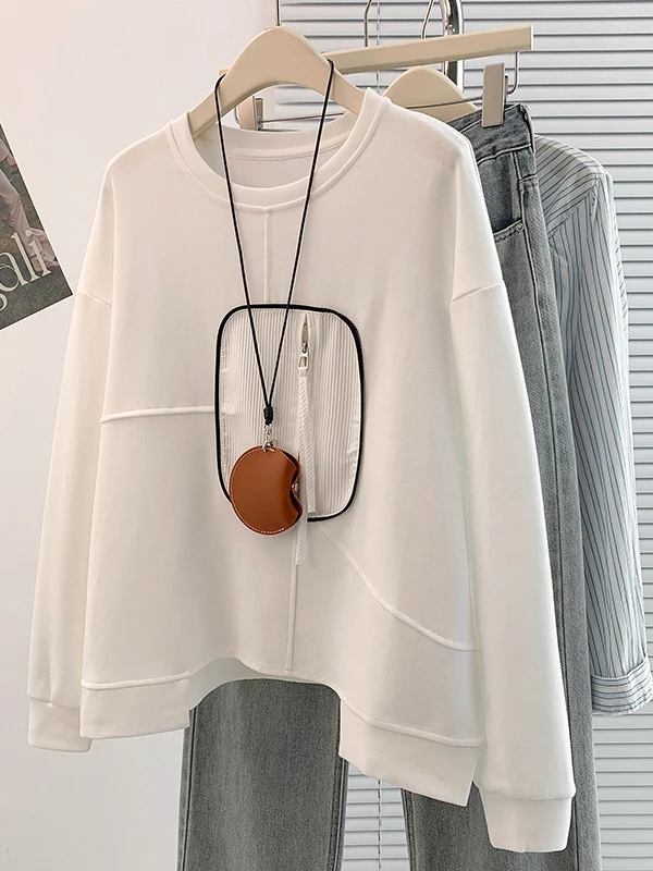 

Casual Loose Long Sve Overhead T-irt Sweatirt Women's Autumn New Sle Versatile Cotton Top Comfortable Fit Ladies' Tee