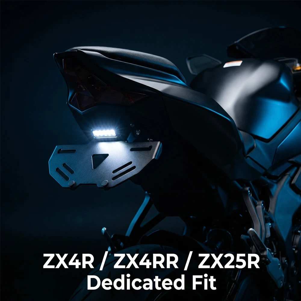 

For KAWASAKI NINJA ZX4R ZX400R ZX25R ZX250 2020-2025 Motorcycle Foldable License Plate Bracket Fender Eliminator Short Tail