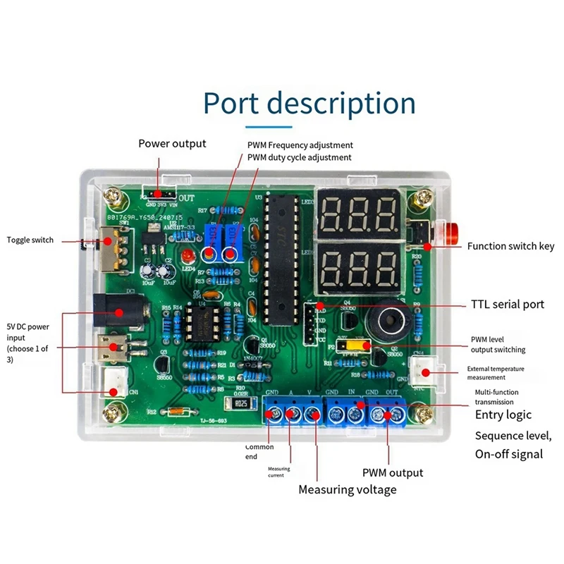 ABSS-Multi-Function Meter DIY Soldering Kit Voltage Current Temperature Measurement PWM Signal Generator Loose Part TJ-56-693