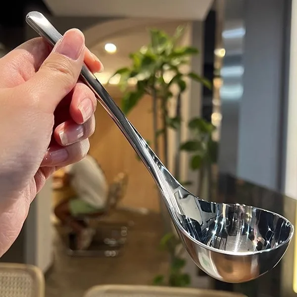 Thickened Deep Soup Spoon for Eating Porridge And Drinking Soup round Head Thickened High Aesthetic Value Home Use Frosted Ha...