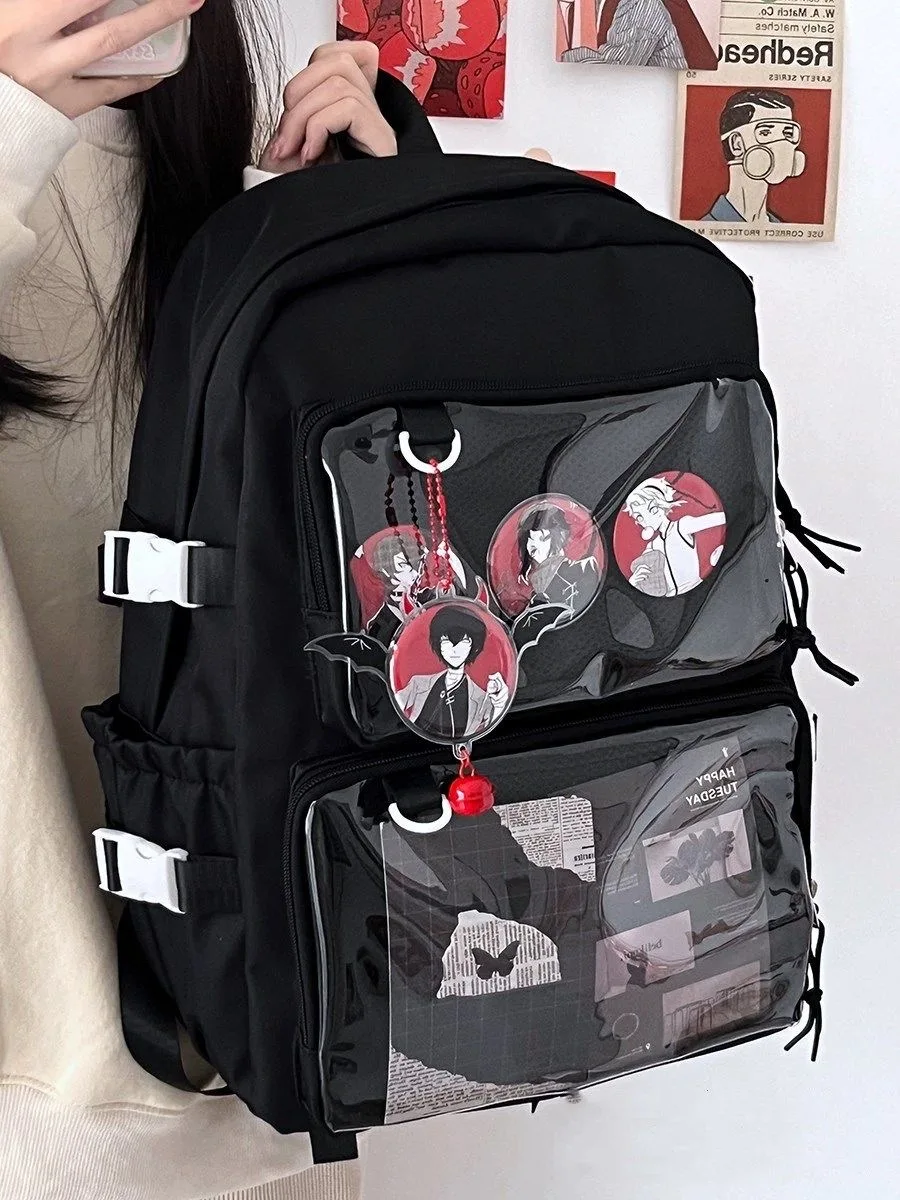 Borse da scuola giapponesi per ragazze adolescenti tasche trasparenti Itabag donna nuovo 2024 Kawaii JK zaino donna ragazze Ita zaino