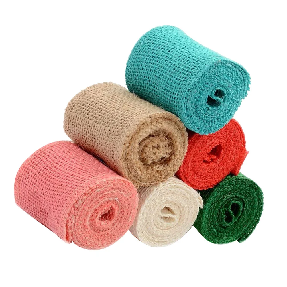 6 Pcs Manual Burlap Roll Decorative Band Ribbon Wedding Decorations Sewing Material