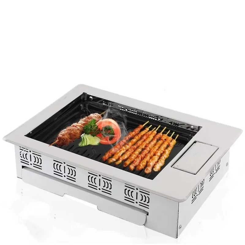 Table Top Electric BBQ Grill Commercial Restaurant Multi-Function Smokeless Grill with Adjustable Height for 5 People