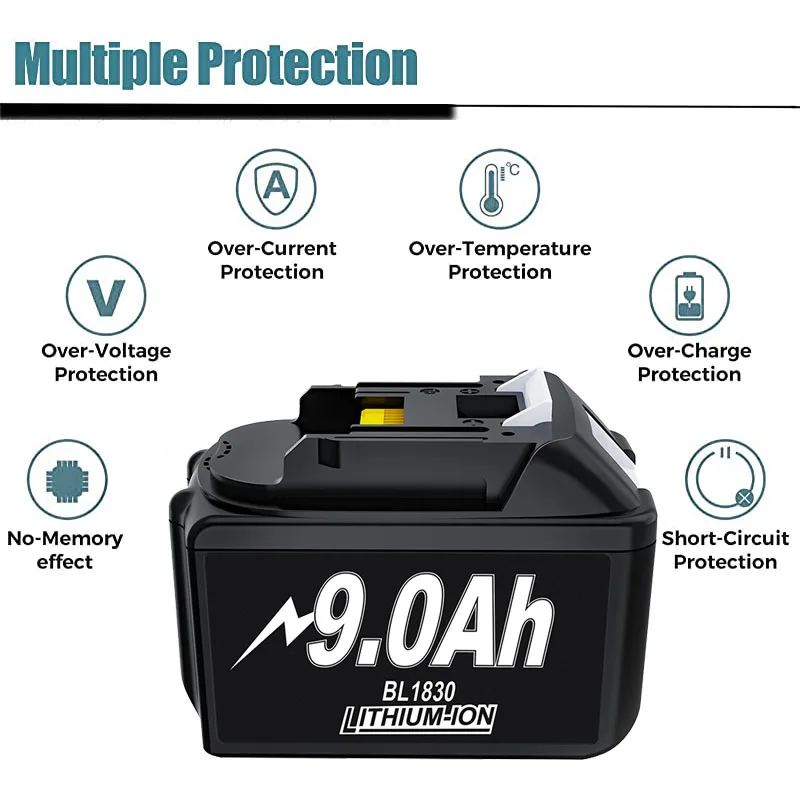 충전식 배터리 18650 리튬 이온 셀, 마키타 전동 공구 BL1860 BL1830 BL1850 LXT400 에 적합, 마키타 18V 배터리