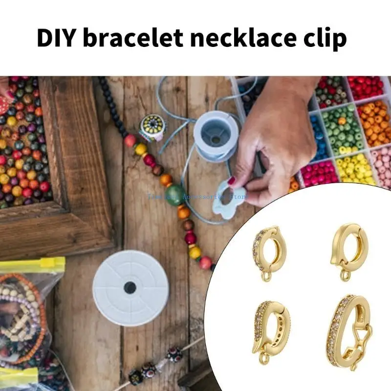 97QE แฟชั่น Push Clasp Connectors ประดับด้วย Cubic Zirconia ไข่มุกขนาดเล็ก Enhancer สำหรับสร้อยข้อมือทำอุปกรณ์