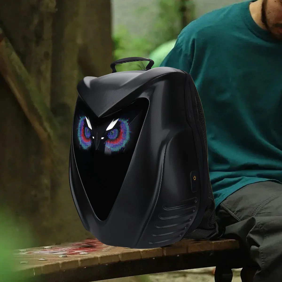 

Owl Shaped LED Motorcycle Large Capacity Backpack DIY Screen Bluetooth Control Waterproof Fashion Hard Shell Outdoor Riding Bag
