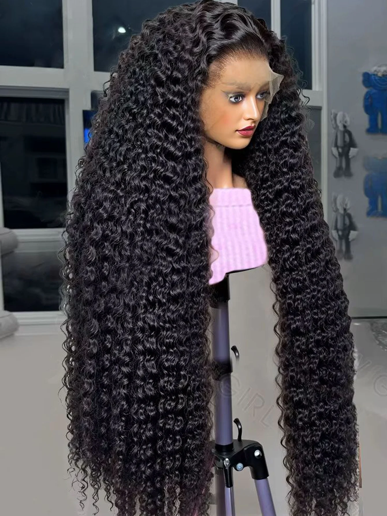 13X4 HD Human Deep Curly Bob Hair Wigs Natural Black Color Deep Wave HD Lace Front Wigs 13x4 Transparent Lace Frontal Wig