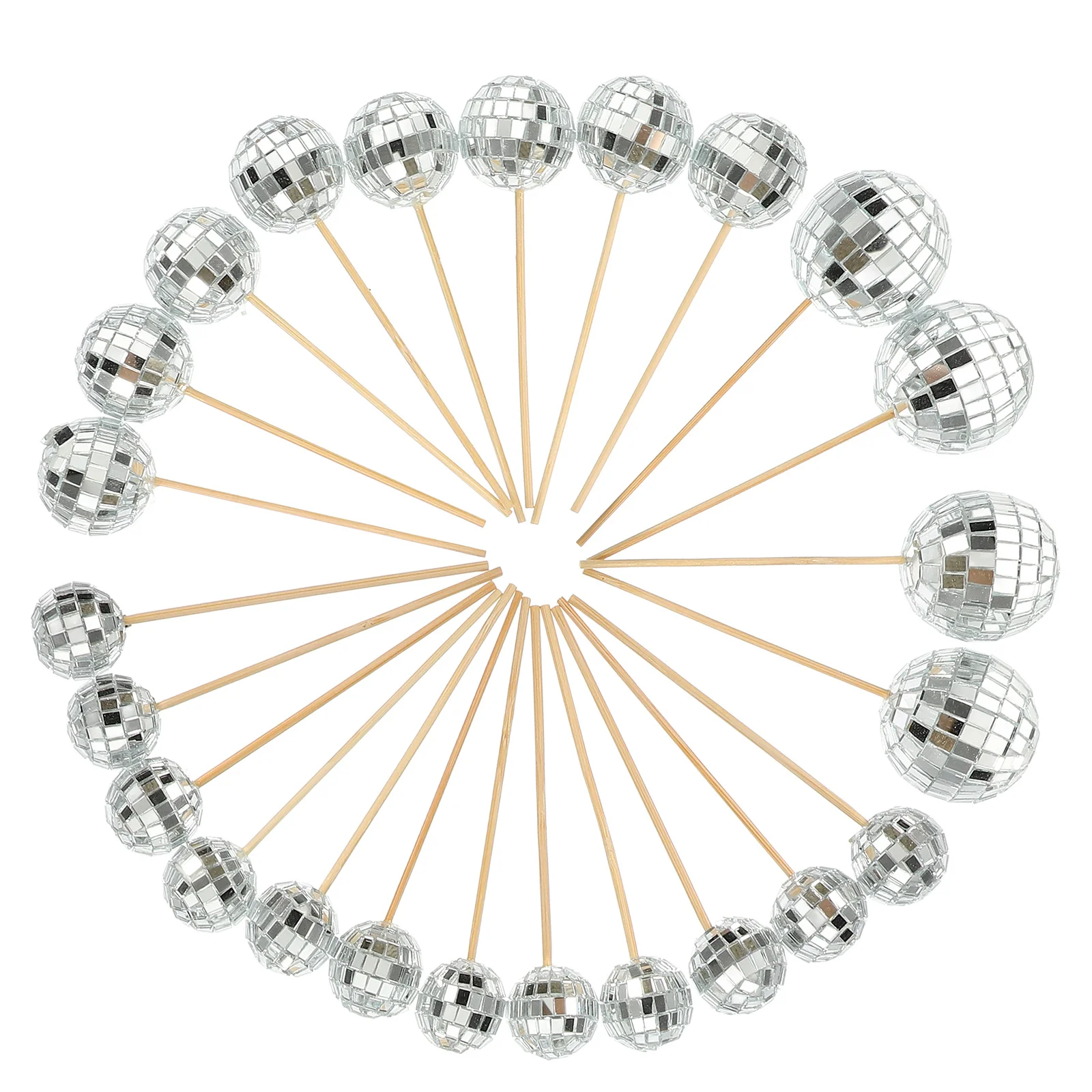 

24Pcs Disco Mirror Ball Cake Toppers 70S Party Cupcake Decorations Birthday Cake Picks for Wedding Baby Shower Holiday Events