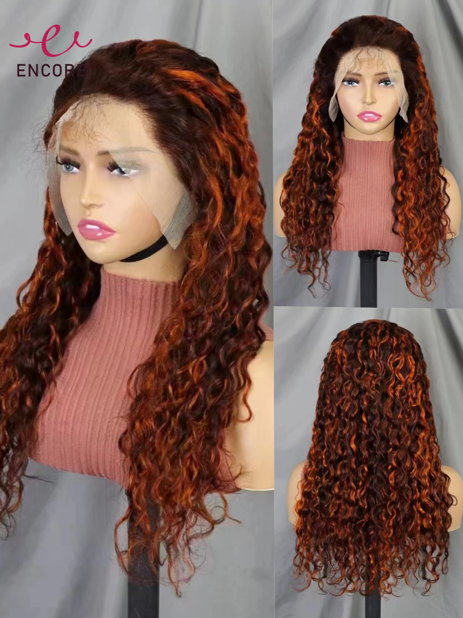 

22Inch Transparent 13x4 Lace Frontal Wigs 4-350 Color Remy Human Hair Wig 200% Density Water Wave Hair Wigs Curly Wigs for Women