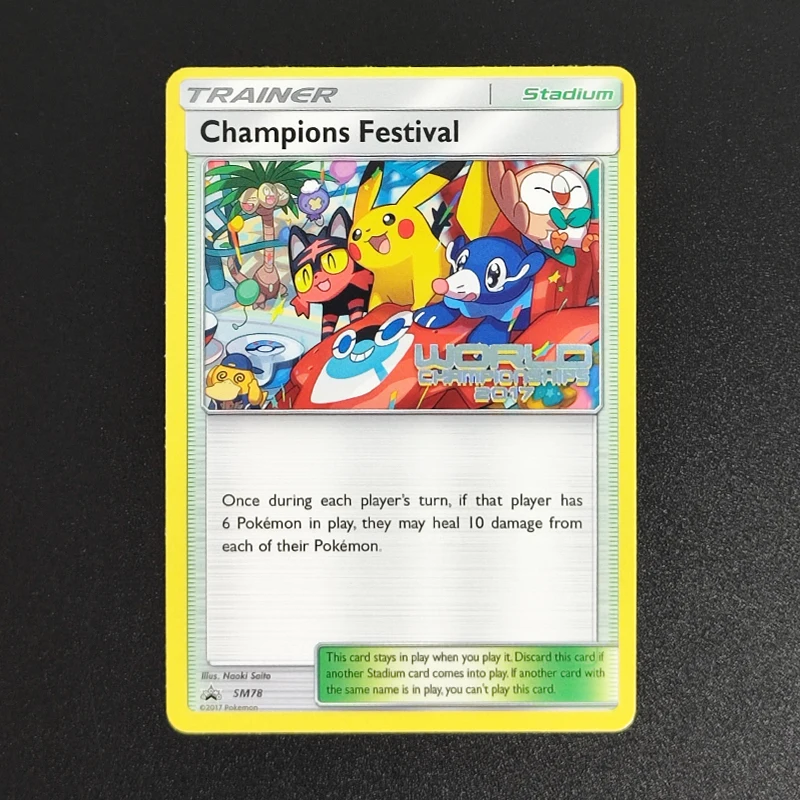 

Proxy 20017 P.M.EN PROMO Champions Festival WORLDS 2017 SM-P Collectibles Card RARE Single Card Classic Game Anime Cards Toys