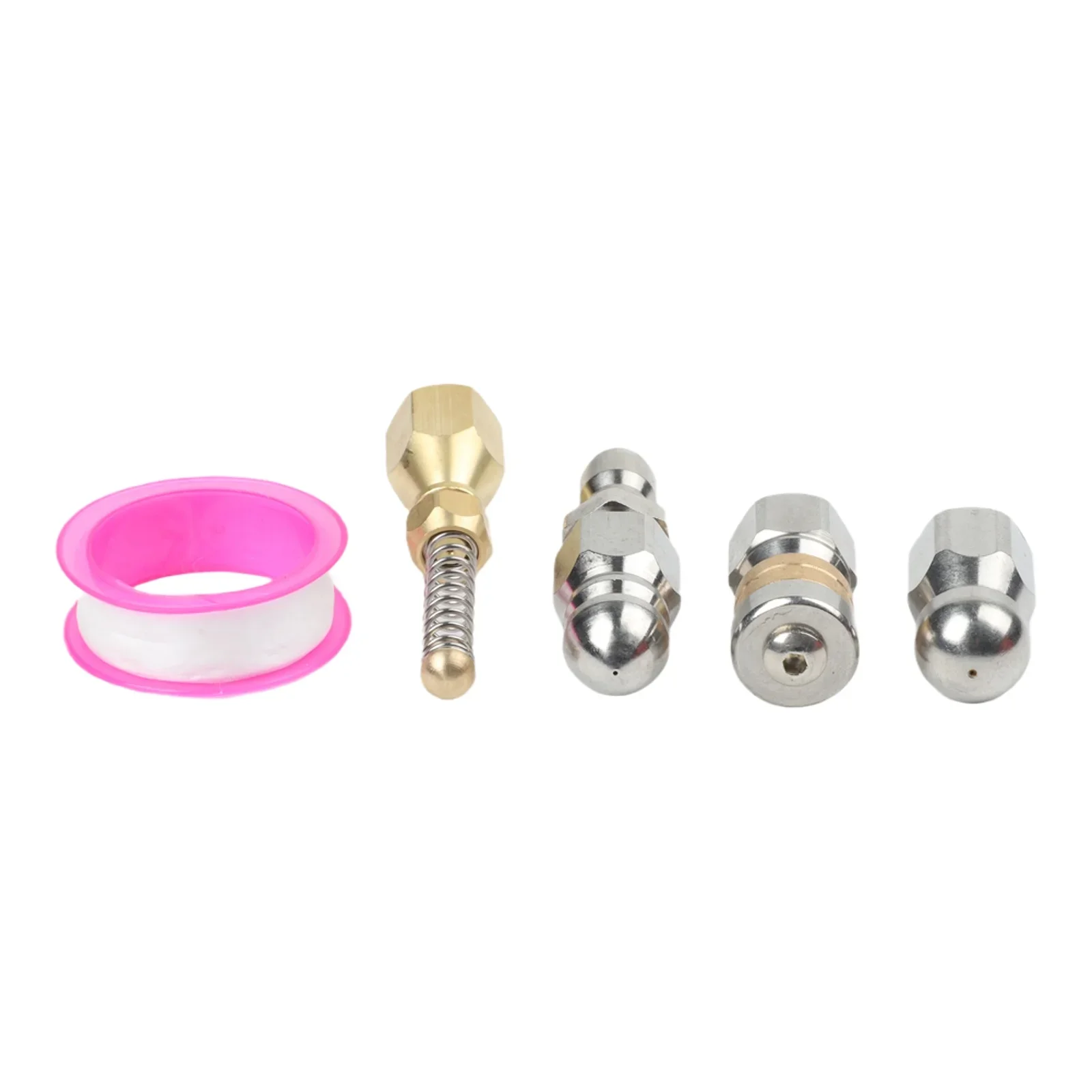 Pipe Cleaning Nozzle Kit With 14 Inch Quick Connect Sewer Jetting Nozzles And Tape Stainless Steel For Drain Use