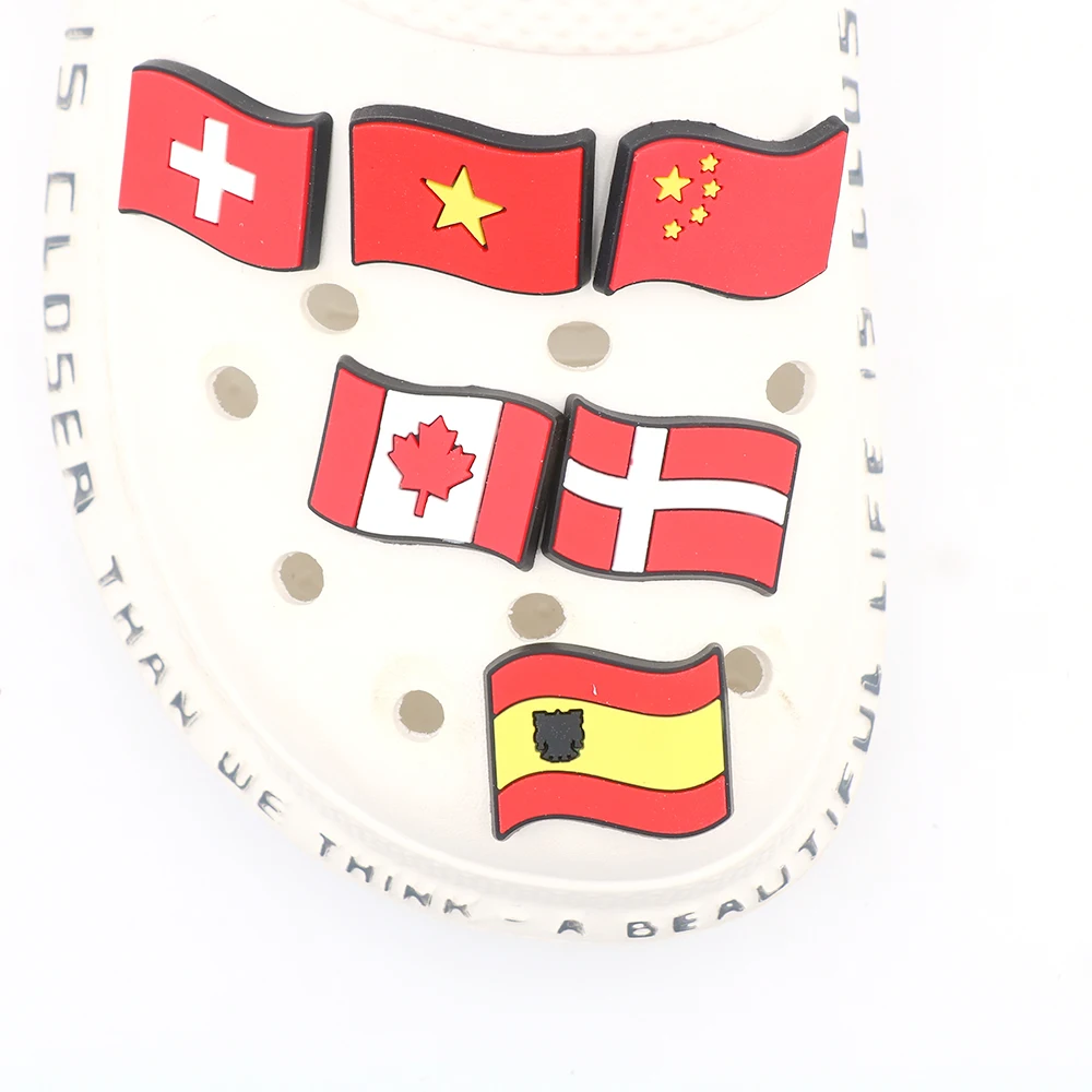 1 Pc Shoe Accessories Colorful National Flag Pvc Cartoon Pins Charms Ornament Shoe Decorations Children's New Year Gift - Detail 1