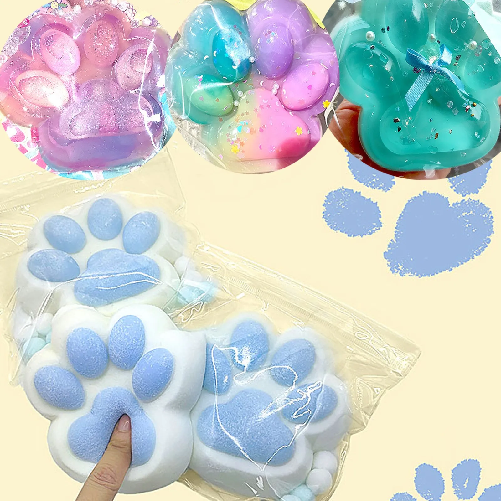 New Christmas Handmade Taba Wet Big Cat Paw Toy Gift Cute Silicone Squeeze Use Toy Slow Rebound Decompression Kids Gift navidad
