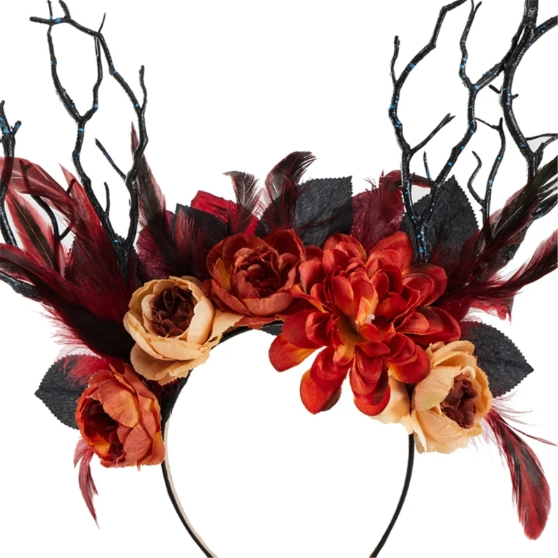 

Lovely Flower Tree Branch Hair Hoop Women Girl Photography Makeup Headband for Christmas Halloween Party Headpieces