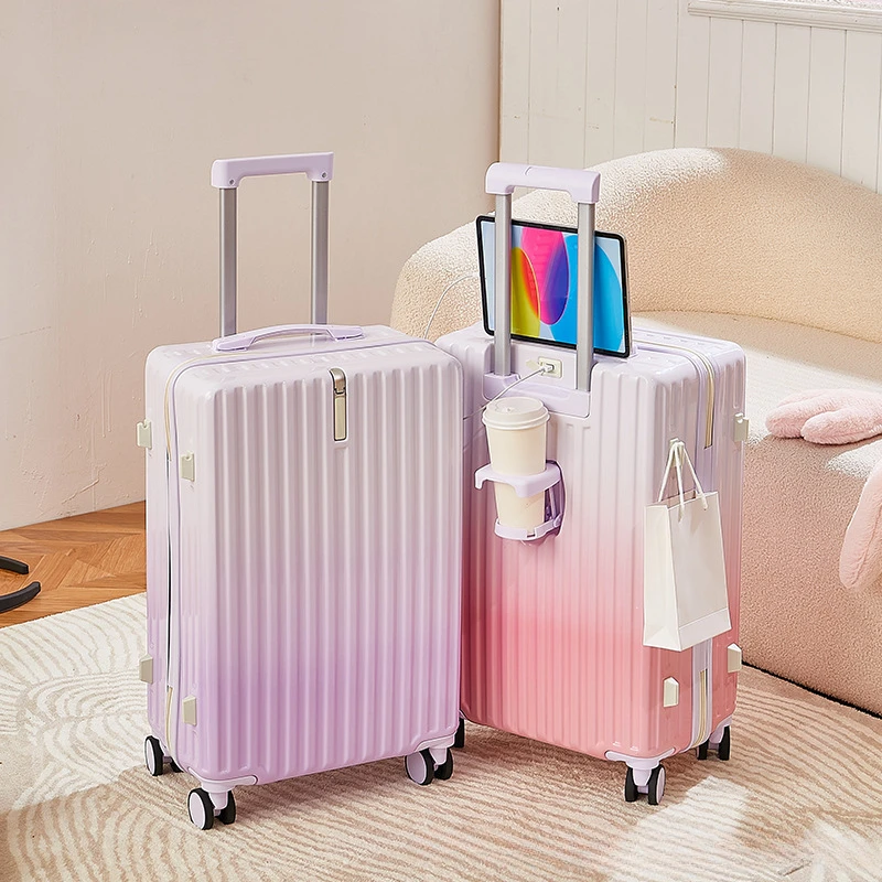 Gradient Rolling Luggage Fashion Travel Suitcase Large Capacity Trunk Front Hook Suitcases Unisex Silent Universal Whee Luggage