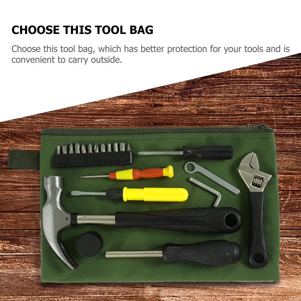 

6pcs Tool Bag Army Green Canvas Pouch Large Capacity Waterproof Storage ganizer MultiPurpose HeavyDuty Zippers Tools