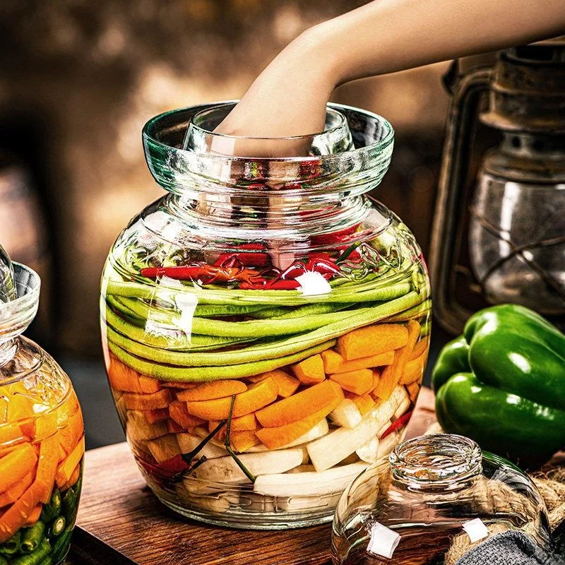 

Утолщенная стеклянная герметичная банка для пищевых продуктов, цилиндрическая емкость для ферментации сычуаньских маринадов, для домашнего использования, кемпинга, приготовления пищи на открытом воздухе