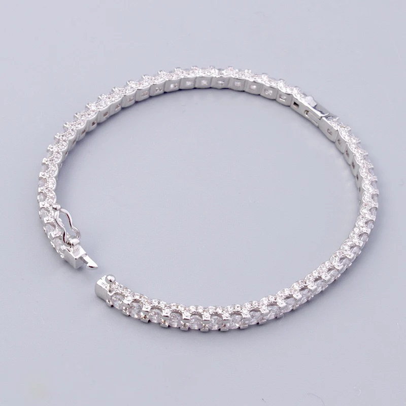 Hot Brand Fashion Classic Brand Bangle Luxury Silver Color Polishing Beads Bracelet With Stone Women Wedding Party Jewelry