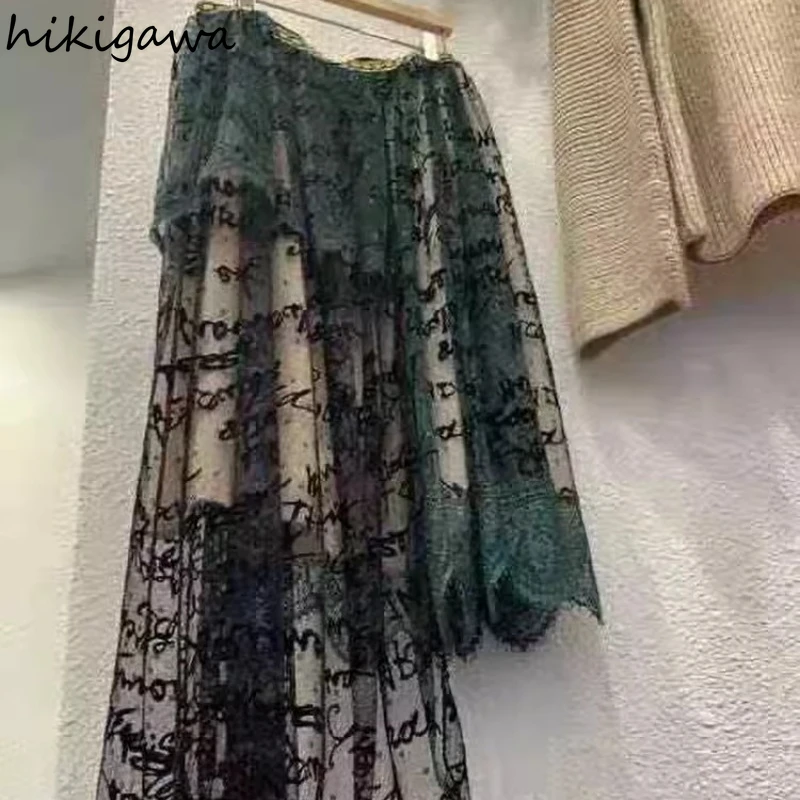 

Женская Асимметричная юбка с высокой талией, кружевная юбка в Корейском стиле, в стиле Харадзюку, лето 2024