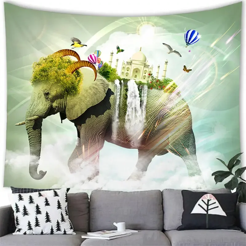 Tapiz de elefante para colgar en la pared, animales salvajes, decoración creativa de elefante, tapiz para colgar en la pared, decoraciones para el hogar y el dormitorio