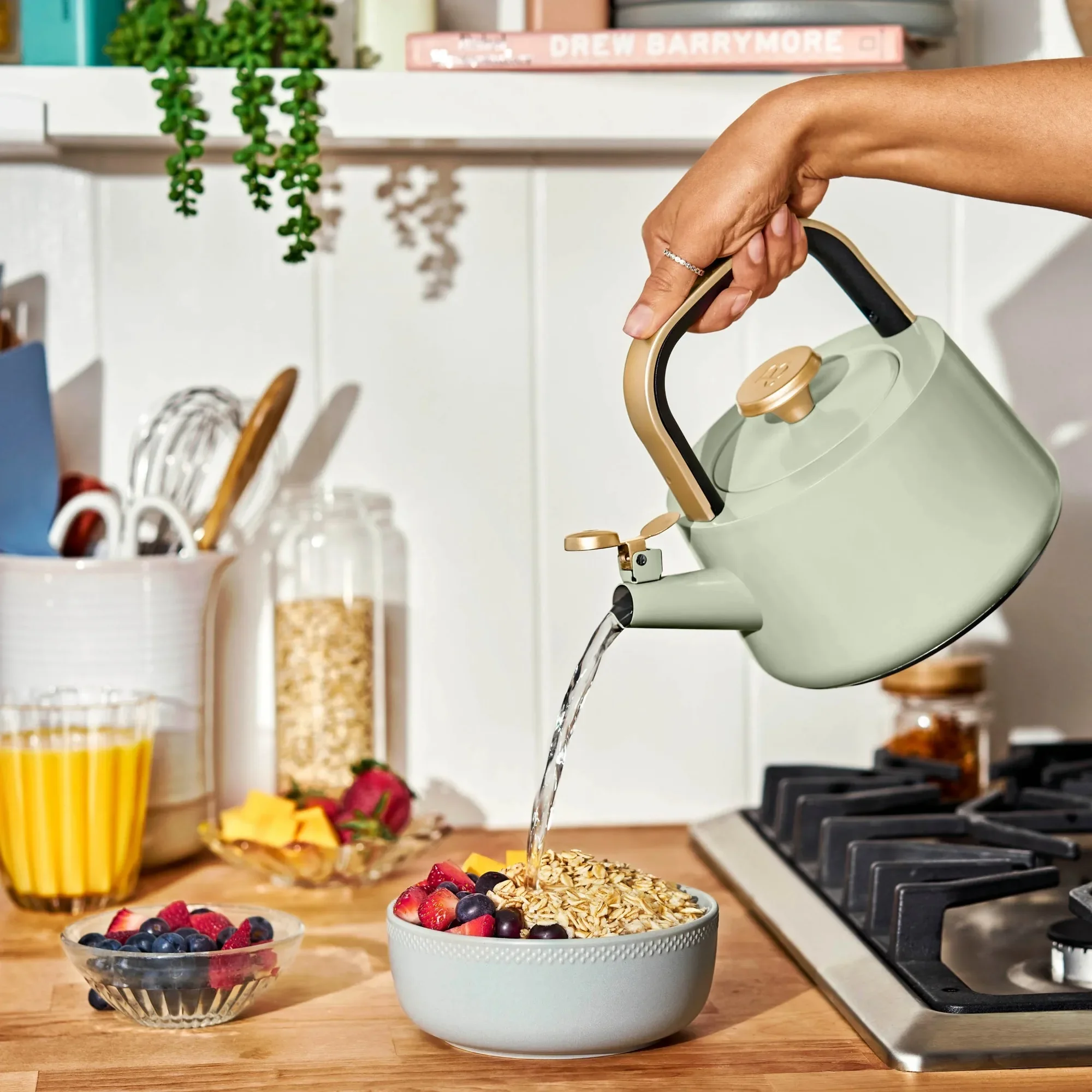 

1.8L Ceramic Non-Stick Stovetop Tea Kettle,Sturdy and durable, Sage Green