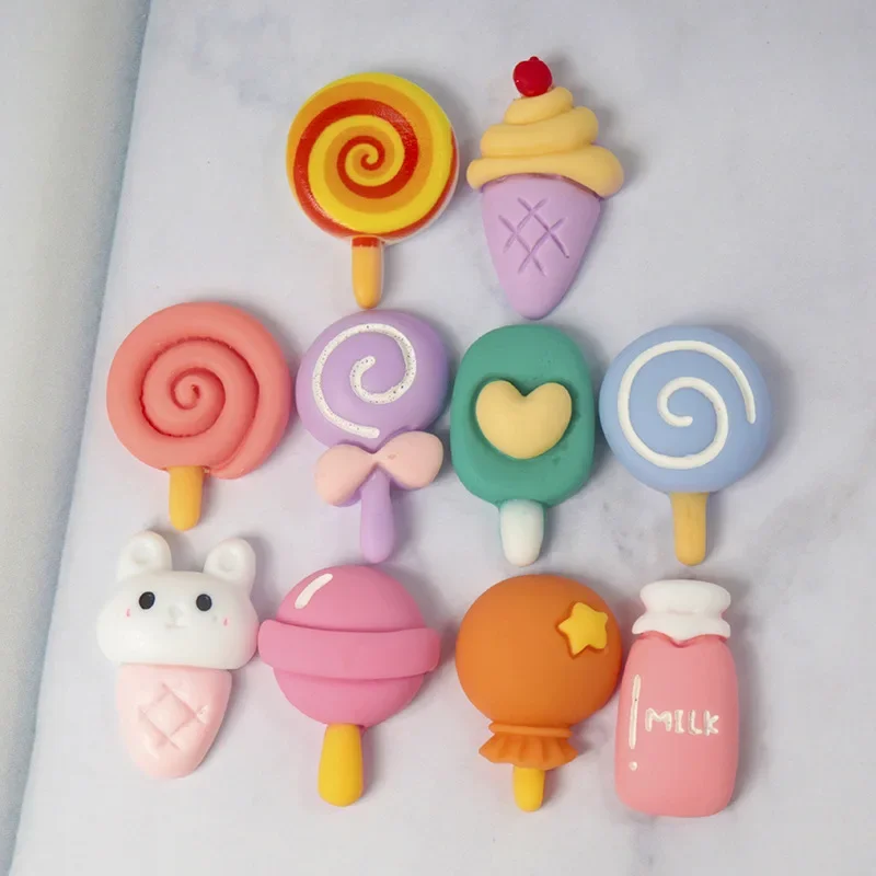 10/100pcs Resin Material Lollipop Series DIY Accessories Home Decoration Cup Refrigerator Sticker Hairpin Accessories