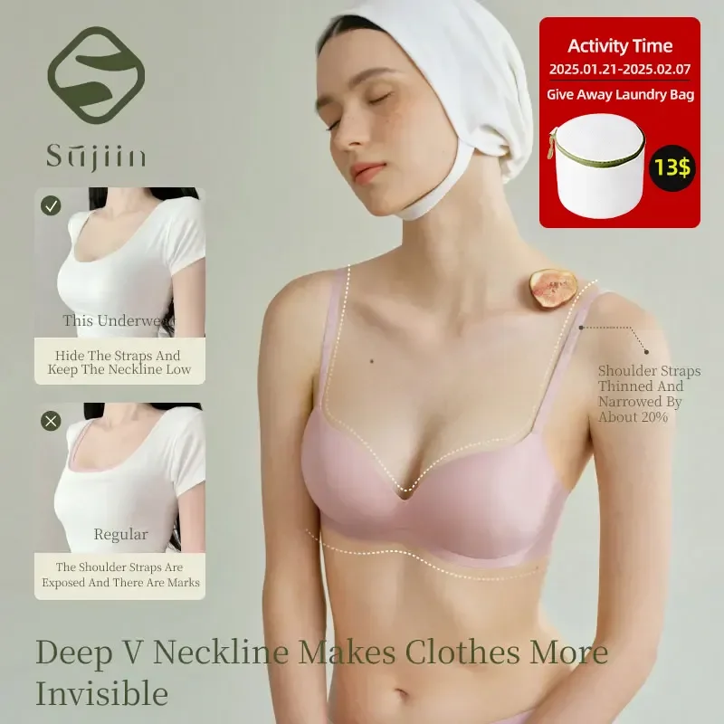 

SUJIIN Sexy High Quality Bras for Women Comfortable Wireless Seamless Push Up Bras Female Lift Plunge for Small Breasted Woman