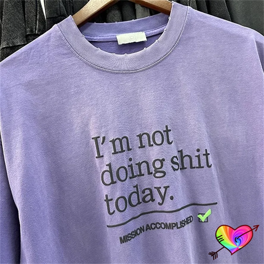 2024 Purple Tie Dye I Am Not Doing T-shirt Men Women Oversized Fit Tee High Quality Tops Vintage Short Sleeve