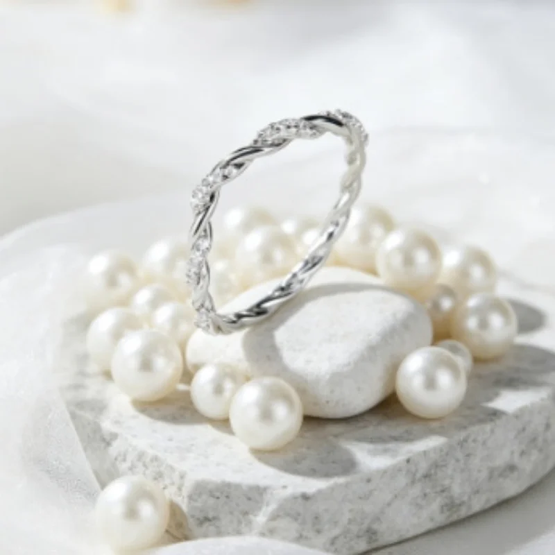 Ins Style Light Luxury Intertwined Twisted Rope Zircon Ring for Women Simple and Elegant Fried Dough Twists Woven Accessories