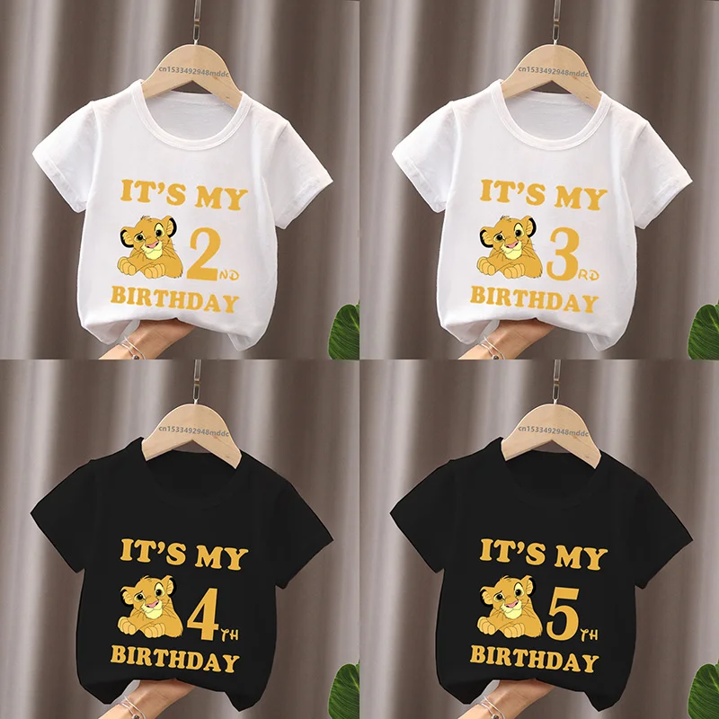 

It's My 1 2 3 4 5 6 7 8 9 Years Birthday Boys Girls T shirt Lion King Cute Simba Cartoon Kids Clothes Baby Children T-Shirts