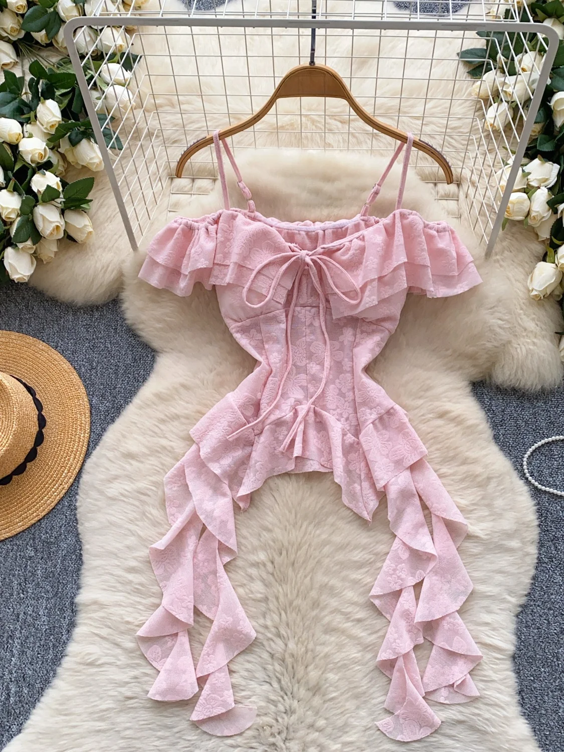 Summer One-Shoulder Ruffle Shirt Korean Style