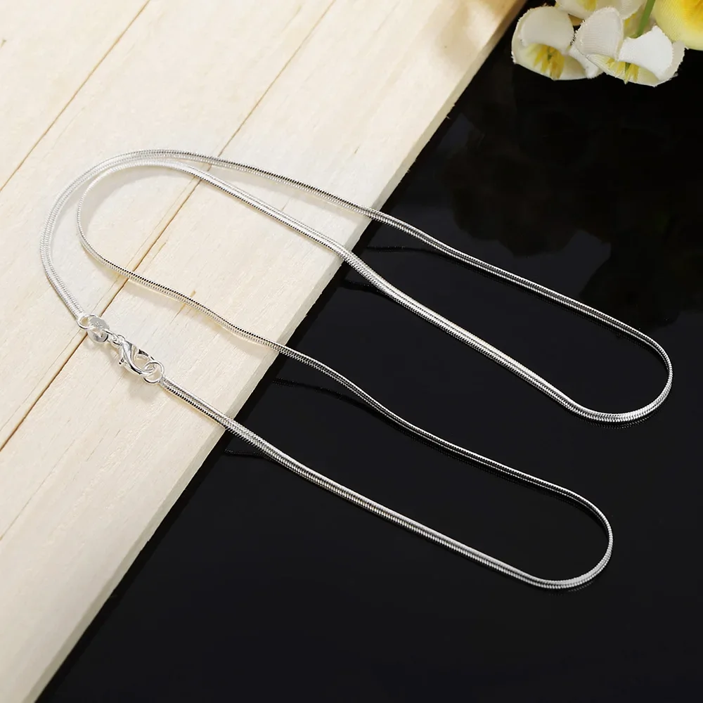 Charms wedding , 2MM Flat Snake chain silver color cute for women Men necklace jewelry fashion LN026