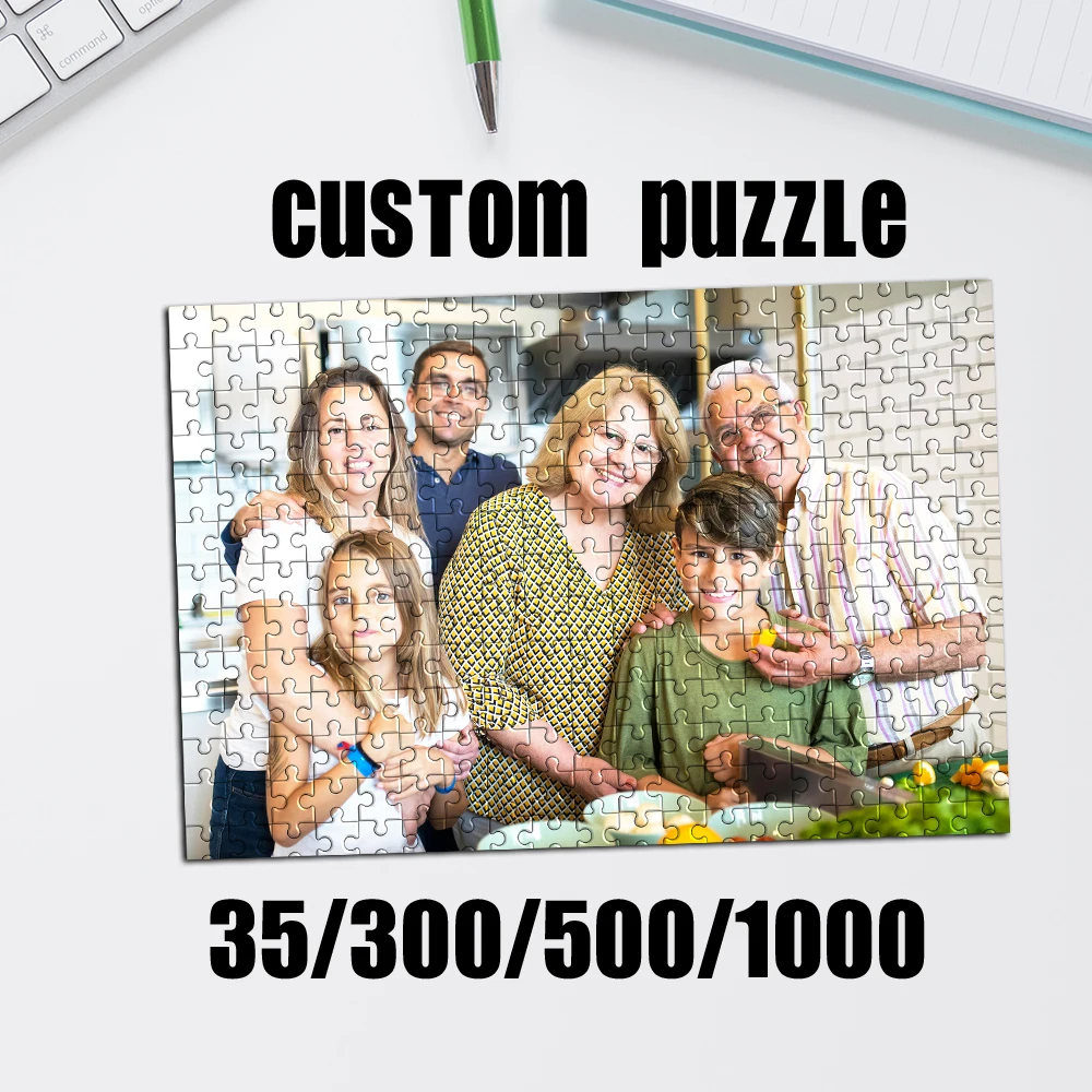 35/300/500/1000 pièces de puzzle personnalisé avec photo, à personnaliser pour adultes, cadeaux de famille, jouets éducatifs pour enfants