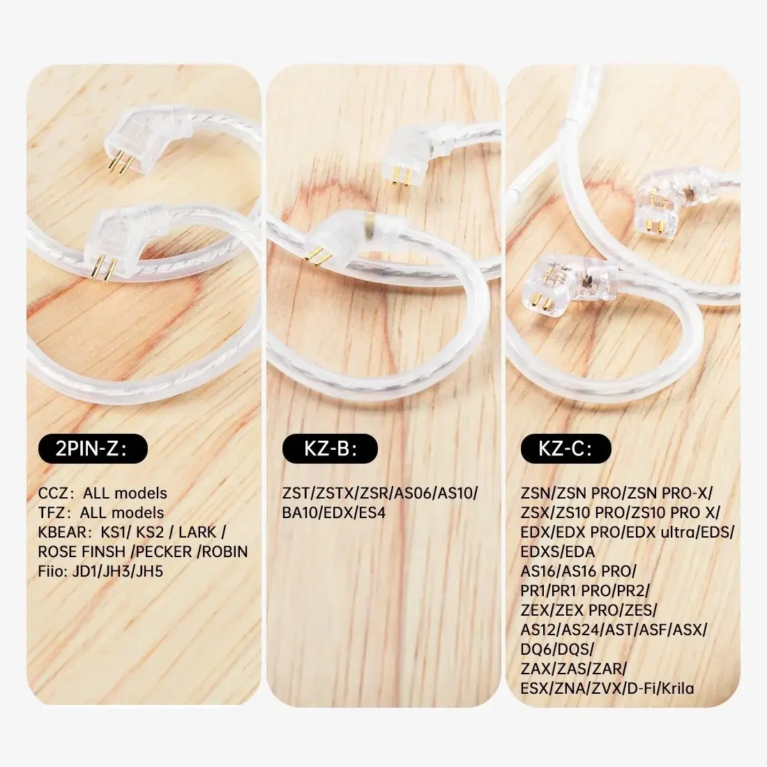 KBEAR ST10 High Purity Silver-plated HiFi Earphone Upgrade Cable 3.5mm Gold-plated Plug and KZ-B/KZ-C pins optional