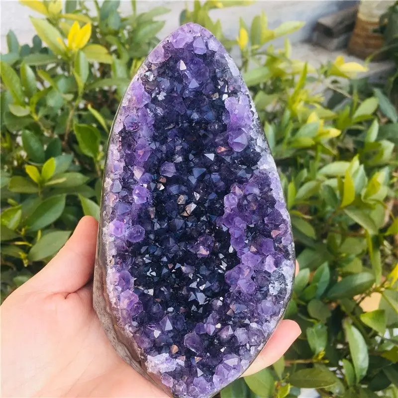 Natural Stone Amethyst geode Cave Quartz Crystal Cathedral Healing Geode Cluster 350g-500g for Decorations 1pc