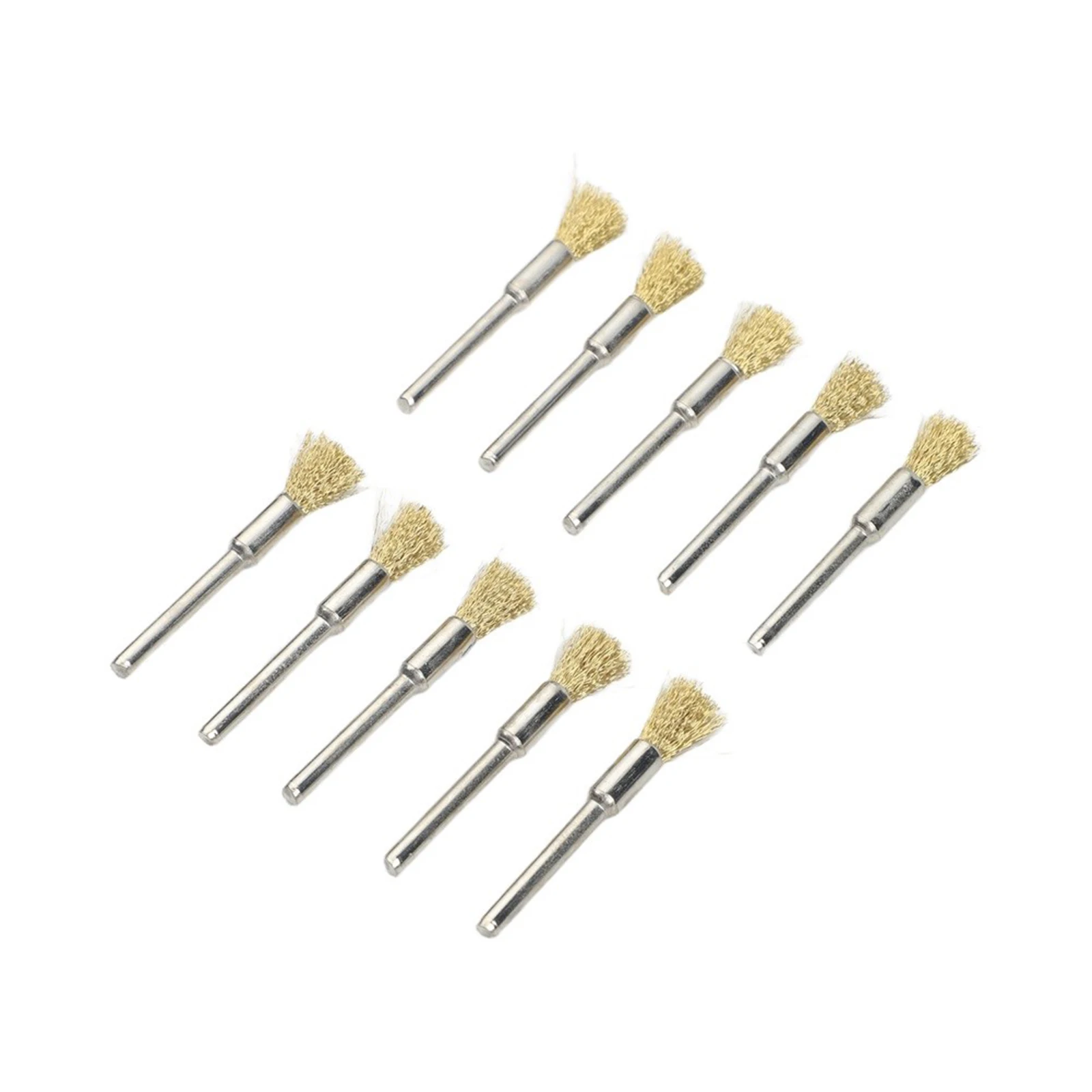 10Pack Extended Copper Wire Brushes for Rust Dust Removal with 3mm Collet for Hand Drills and Drill Press Tools