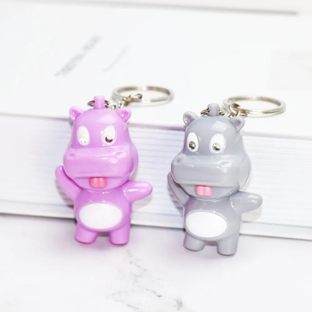 Bag Charm Mini Moo Deng Key Ring Luminiferous Waterproof Bouncing Pig Mu Dang Doll Plastic Anti-loss Dwarf Hippo Pendant Daily