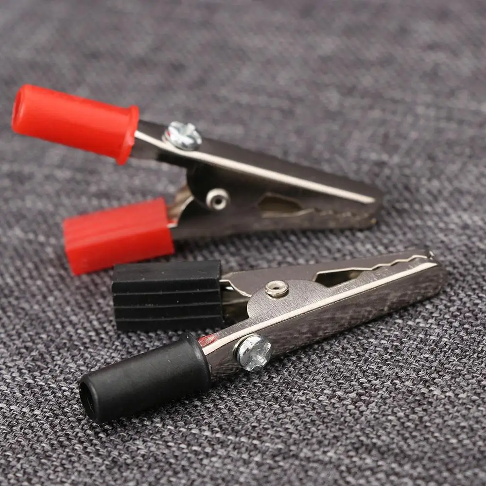 5Pcs Test Probe Plastic Handle Alligator Clip Color Random Black/Red Electrical Jumper Wire Cable Leads Wire Accessories