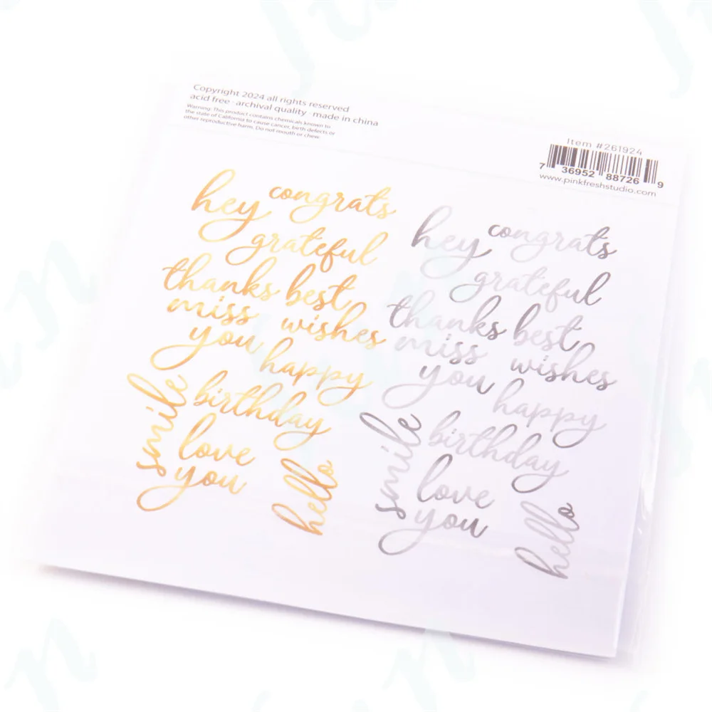 Foiled Script Sentiment Words Hot Foil Plates and Cutting Dies Scrapbook Embossed Make Paper Card Album DIY Craft Decoration