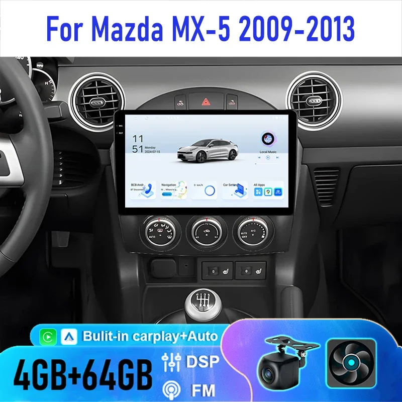 Carplay Screen for Car, 9inch Carplay Car Radio For Mazda MX-5 2009-2013 with Mirror Link/Backup Camera/GPS Navigation