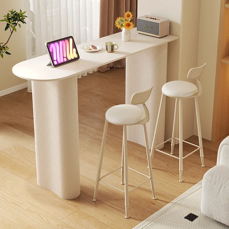 Light luxury rock slab bar table Household living room Kitchen partition bar balcony against the wall Semicircular small apartme